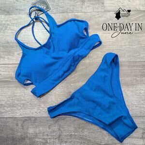 Zaful Ribbed Crop Bikini Swimsuit Size S